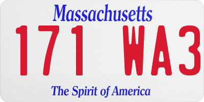 MA license plate 171WA3