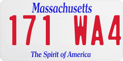 MA license plate 171WA4