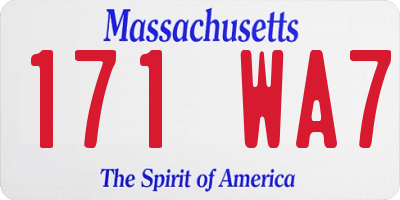 MA license plate 171WA7