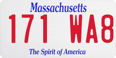 MA license plate 171WA8