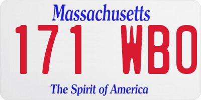 MA license plate 171WB0