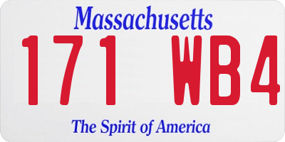 MA license plate 171WB4