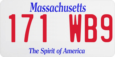 MA license plate 171WB9