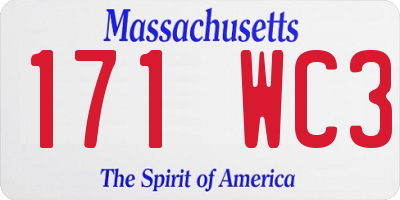 MA license plate 171WC3