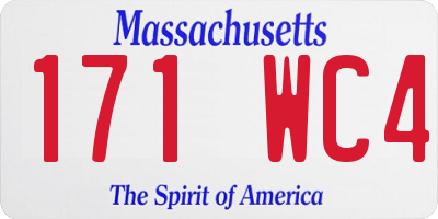 MA license plate 171WC4