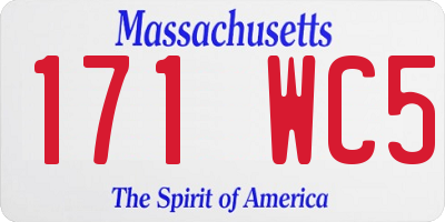 MA license plate 171WC5
