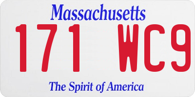 MA license plate 171WC9