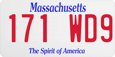 MA license plate 171WD9