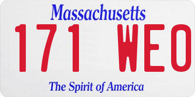 MA license plate 171WE0