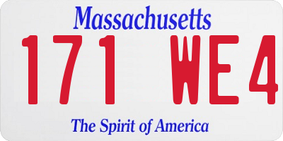 MA license plate 171WE4