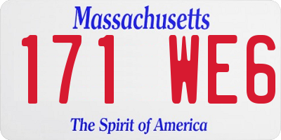 MA license plate 171WE6