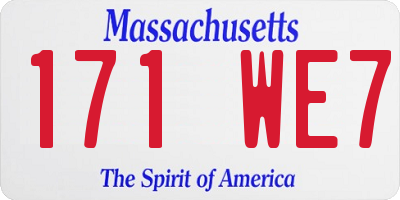 MA license plate 171WE7