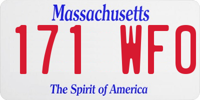 MA license plate 171WF0