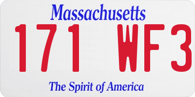 MA license plate 171WF3