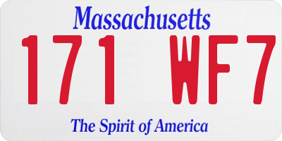 MA license plate 171WF7