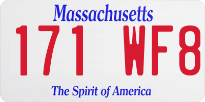 MA license plate 171WF8