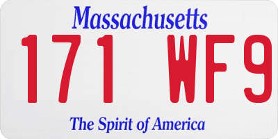 MA license plate 171WF9