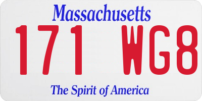 MA license plate 171WG8