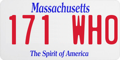 MA license plate 171WH0