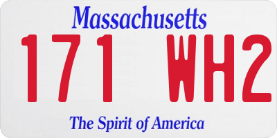 MA license plate 171WH2