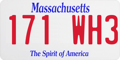 MA license plate 171WH3