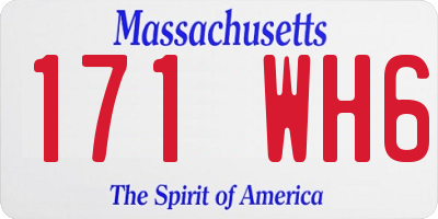 MA license plate 171WH6