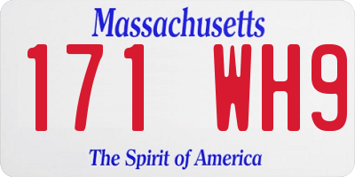 MA license plate 171WH9