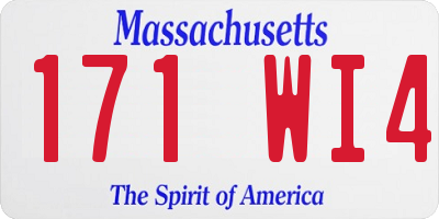 MA license plate 171WI4