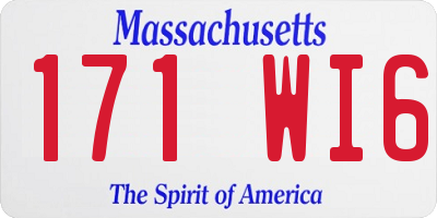 MA license plate 171WI6