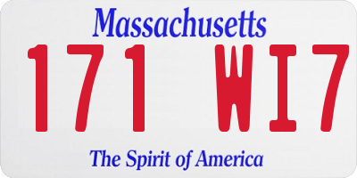 MA license plate 171WI7