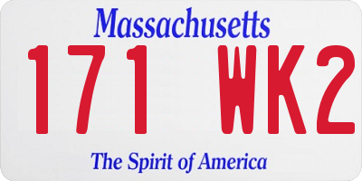 MA license plate 171WK2