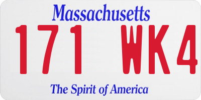 MA license plate 171WK4