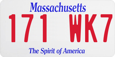 MA license plate 171WK7