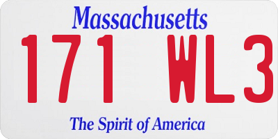MA license plate 171WL3