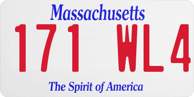 MA license plate 171WL4