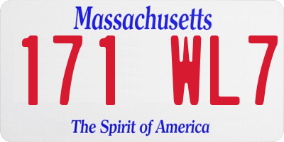MA license plate 171WL7