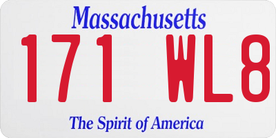 MA license plate 171WL8