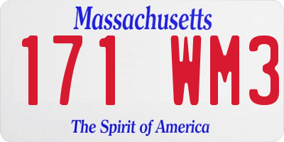 MA license plate 171WM3
