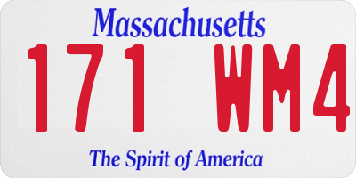 MA license plate 171WM4