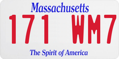 MA license plate 171WM7