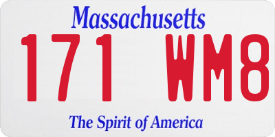 MA license plate 171WM8