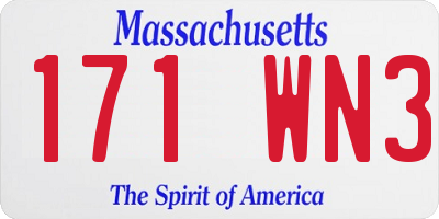 MA license plate 171WN3
