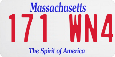 MA license plate 171WN4