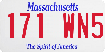 MA license plate 171WN5