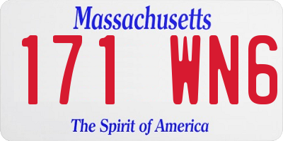 MA license plate 171WN6