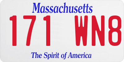 MA license plate 171WN8