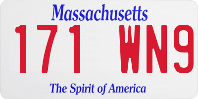 MA license plate 171WN9