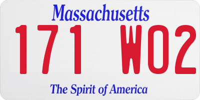 MA license plate 171WO2