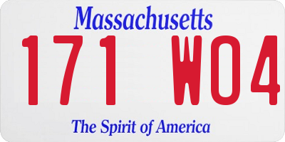 MA license plate 171WO4