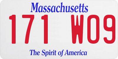 MA license plate 171WO9